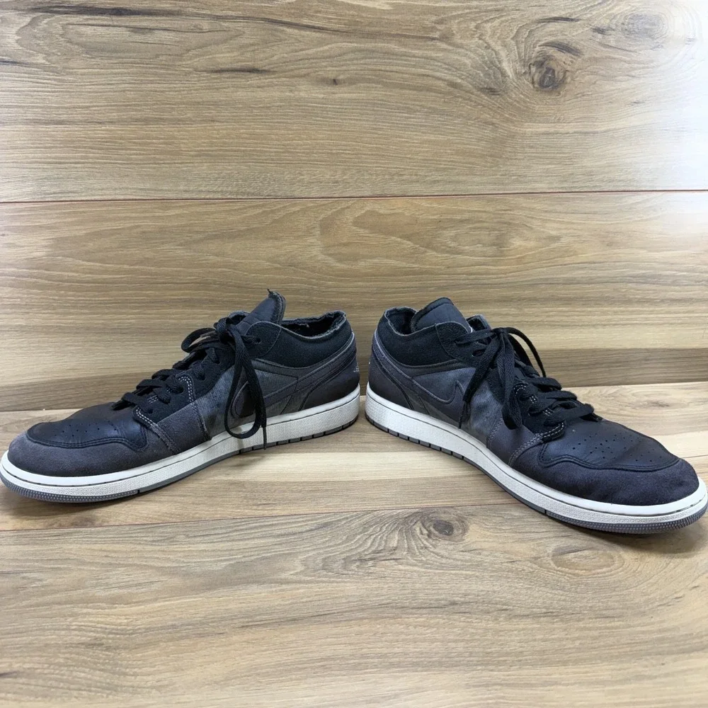 Nike Air Jordan 1 Low Inside Out Sneakers Mens 11.5 Charcoal Gray Black Suede